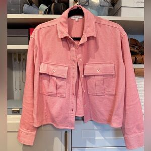Madewell Rose Pink Utility Shacket with Front Flap Pockets